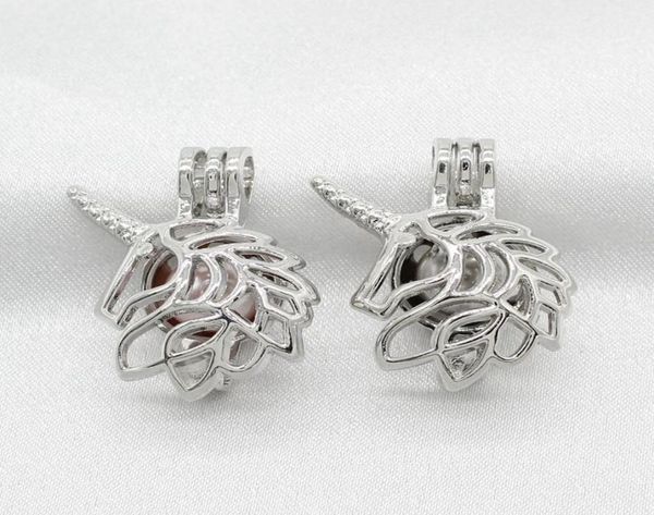 

10pcs unicorn horse pearl cage essential oil diffuser cage lockets pendant for personalized perfume necklace jewelry finding5879832, Silver