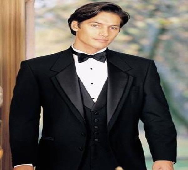 

two buttons notch lapel new black groom tuxedoswedding men039s suit bridegroom suits jacketpantstievest 068971920, Black;gray
