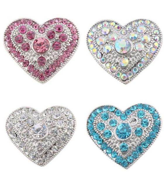

10pcs 18mm snap button jewelry diy crystal heart pattern snap button charms fit women snap bracelet jewelry4667627, Bronze;silver