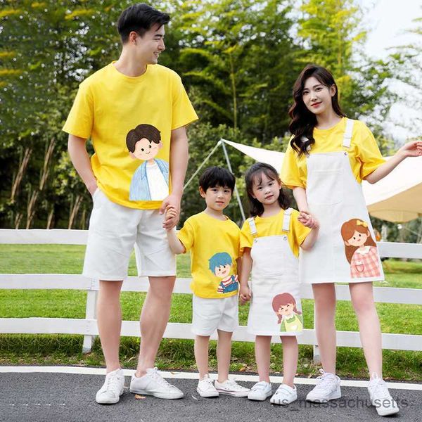 

family matching outfits family look matching clothes matching family cartoon outfits dress sets mother and daughter clothes cotton shirts te, Blue