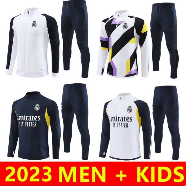 

men kids tracksuits 2023 2024 modric mbappe football jacket chandal 23/24 futbol survetement vini jr. bellingham rodrygo hombres ninos socce, Black