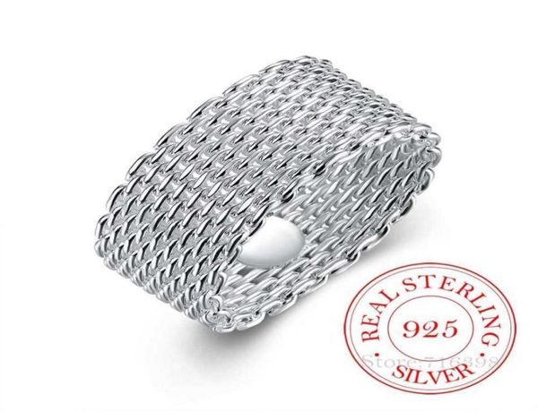 

100 925 sterling silver rings for women silver weaving wide ring whole personality fashion ol woman girl party wedding gift q191843802094