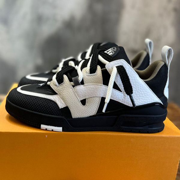 

kidsuper skate sneaker 1abz4r 2023 new luxury designer brand sports shoes bicolor double laces rubber outsole men fashion shoe size 38-46 wi, Black