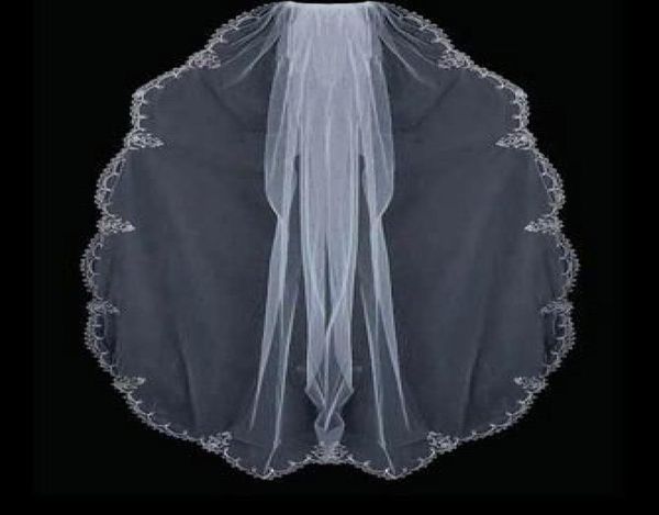 

silver embroidery edge beads drop pearls rhinestones wedding veil 0446709335