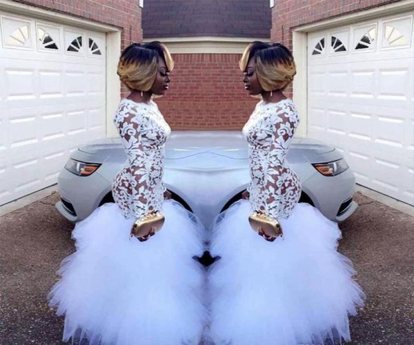 

2019 black girls prom dress dubai arabic white mermaid long sleeves formal holidays wear graduation evening party gown custom made1262363