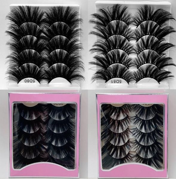 

5 pairset 25mm 3d mink hair false eyelashes wispy fluffy natural long lashes makeup tools full soft lashes extension tools 5 sets4502878