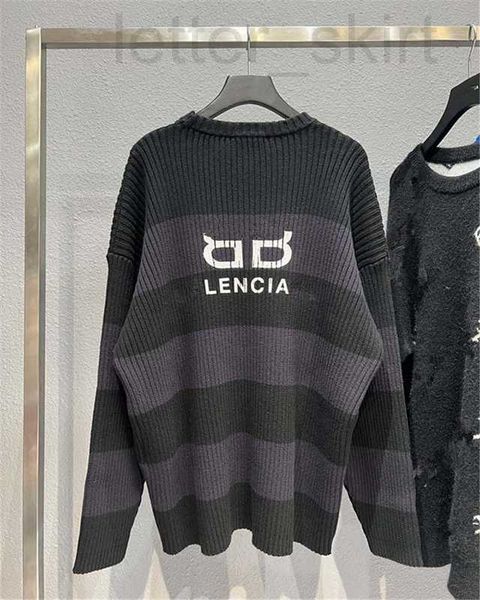 

men's t-shirts designer high version 21fw new double b printed, woven, and dyed ins couple round neck knit striped sweater t0u2, White;black