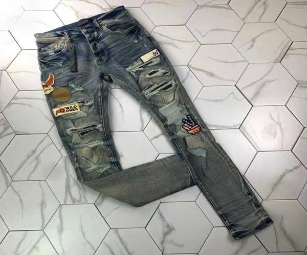 

2men039s distressed ripped skinny jeans fashion mens jeans slim motorcycle moto biker causal mens denim pants hip hop men jeans7482350, Blue
