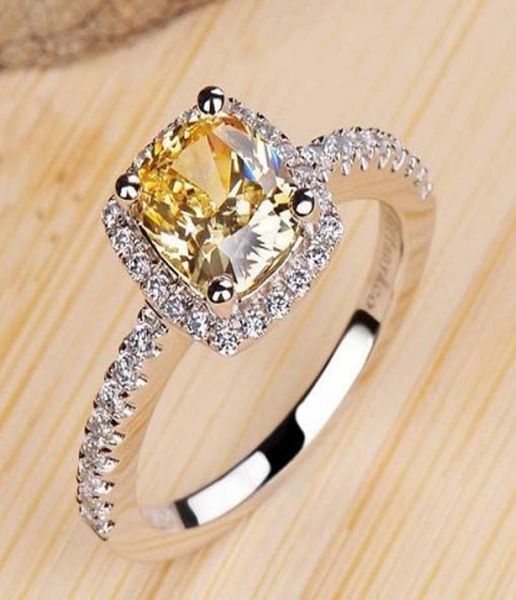 

jz008 high simulation gold plated women039s color yellow pillow square diamond wedding ring 6dnx3239100, Silver