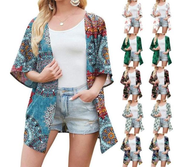 

women039s swimwear chiffon casual loose open front cover ups summer women printing kimono long cardigan blouse shawl beach5790122, White;black