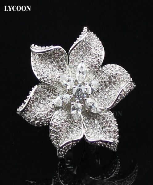 

fashion platinum plated with big austria big white cubic zirconia wedding rings for women luxury flower style party engagem5653810, Golden;silver