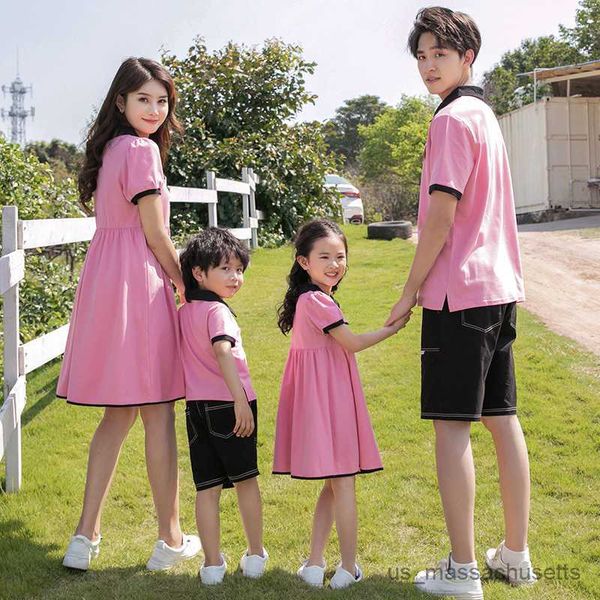 

family matching outfits summer matching family outfits mother daughter matching pink dress dad son cotton t-shirt shorts holiday couple matc, Blue