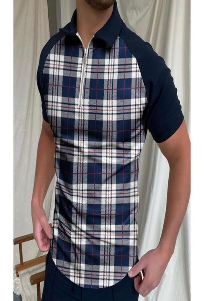 

celebrated pattern men039s zipper polo shirt comfortable breathable fashionable cool daily travel work party6118254, White;black