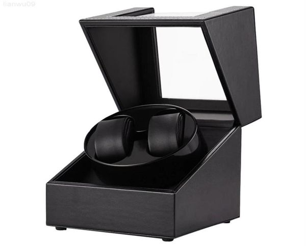

pu winder box motor shaker holder automatic mechanical silent box usb charging double save box j220825 j220906241w6519572, Black;blue