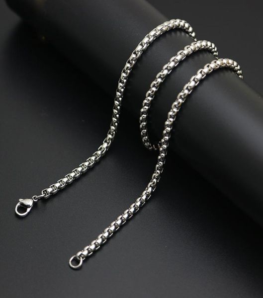 

10pcs 25mm stainless steel box necklace chain for women men locket pendant9840263, Silver