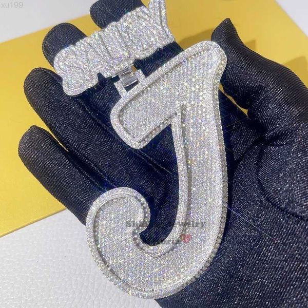 

13mm cuiban link chain silver 925 white gold vvs diamond moissanite custom name moissanite letter pendant