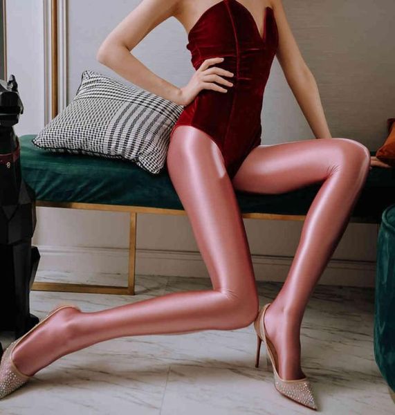 

leggings satin glossy pantyhose high elasticity stockings women sport fitness yoga pants opaque shiny japanese tights4552908, Black