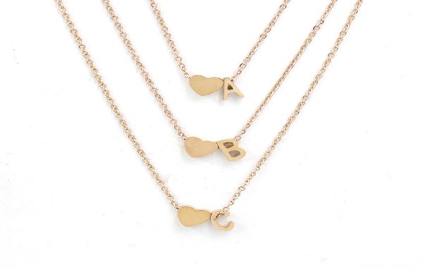 

26 intial letter alphabet heart pendant necklace for women gold silver color az stainless steel necklace chain fashion jewelry gif4875553