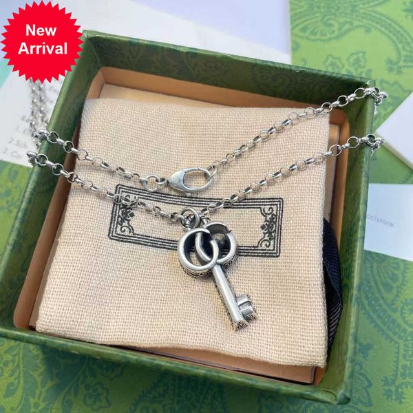 

luxury designer necklaces classic key pendant jewelry retro carving keys necklacess couples party holiday gift good, Silver