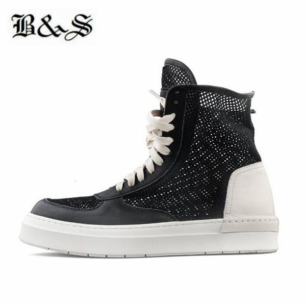 

boots mesh breathable flat sneaker genuine leather summer high luxury designer hip hop street 230810, Black