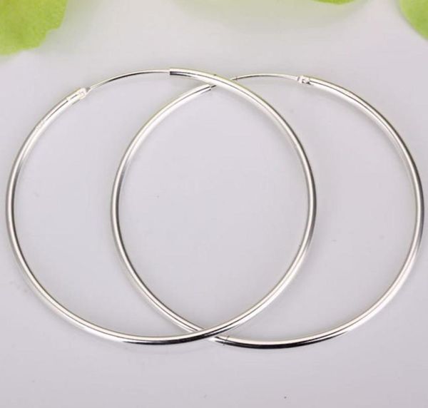 

whole 925 sterling silver simple big circle earrings925 silver 50mm round hoop earrings jewelry925 womens jewelry4535006, Golden;silver