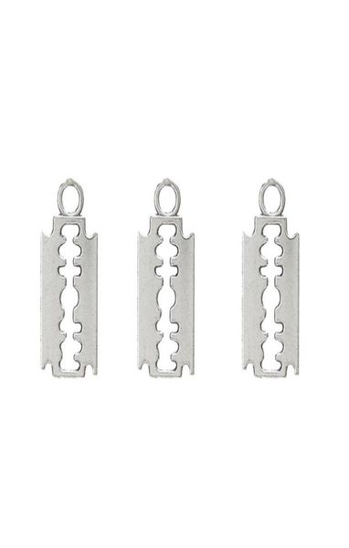 

100pcslot alloy silver razor blade charms bracelet choker necklace pendant charms for jewelry making handmade craft 2411mm9072111, Bronze;silver