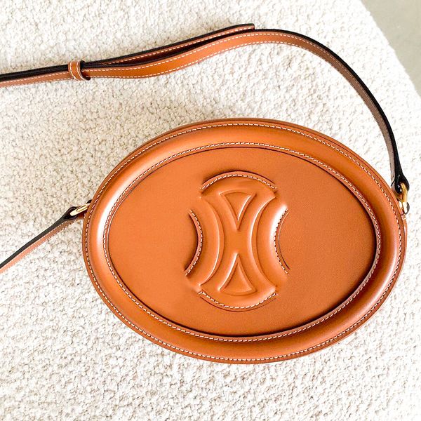 

luxurys designers mini oval triomphes hand bag vintage crossbody totes pochette smooth genuine leather women's men fashion clutch walle