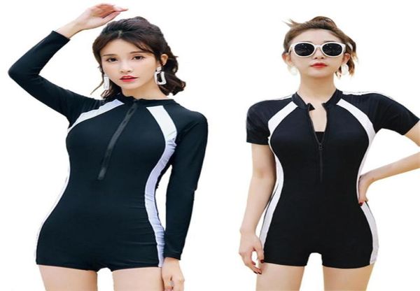 

women swim wear onepiece swimsuit ladies long sleeves bathing suit female upf sun protection swimming suit quick dry rash guard6305941