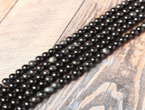 

2017 new natural obsidian beads loose stone beads jewelry accessories round bead for diy bracelet necklace making 8345359, Black
