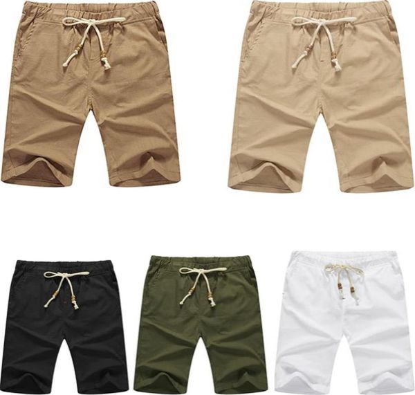 

men039s linen casual classic fit short drawstring summer beach shorts pockets elastic waist sports workout running training dus2615951, White;black