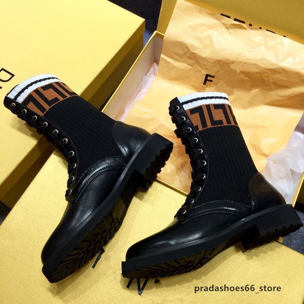 

roma genuine leather ff shoes woman boots fashion luxury brand designer martin boots mid heel round heel female martens boots metal ys, Black