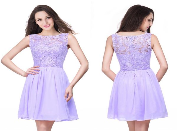 

2020 in stock lilac chiffon short homecoming dresses backless lace appliqued cocktail party gown mini prom evening dresses c3616129, Blue;pink