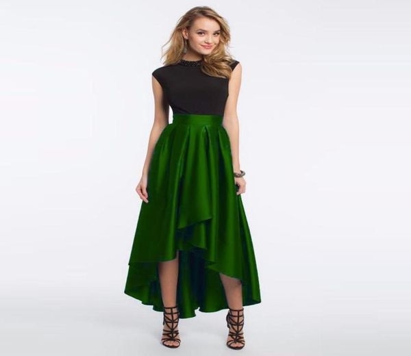

skirts modern blue high low women ruffles satin waist formal party custom made asymmetrical zipper up1144643, Black