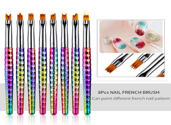 

nail art mermaid brush gradient french moon shading pen painting drawing tips acrylic gel uv polish design manicure tools4803092, Yellow