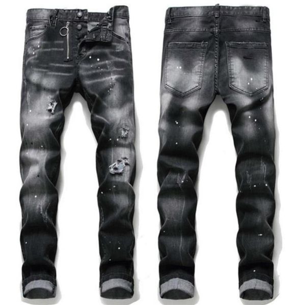 

mens rips stretch black jeans fashion slim fit washed motocycle denim pants panelled hip hop trousers slimfit elastic trousers ks5926340, Blue