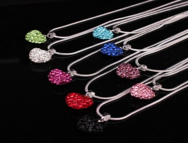 

rhinestone heart necklace friendship gifts family member love pendant necklace women chain necklaces6845199, Silver