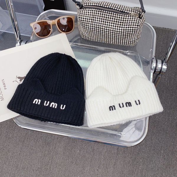 

designer brand men's luxury beanie miu hat ladies autumn winter classic letter retro outdoor cold protection warm knitted hat, Blue;gray