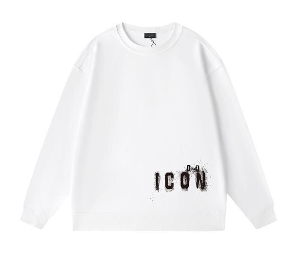 

2023 new icon hoodie autumn and winter pullover sweater men's fashion brand long sleeve round neck casual fashion large men's clot, White;black