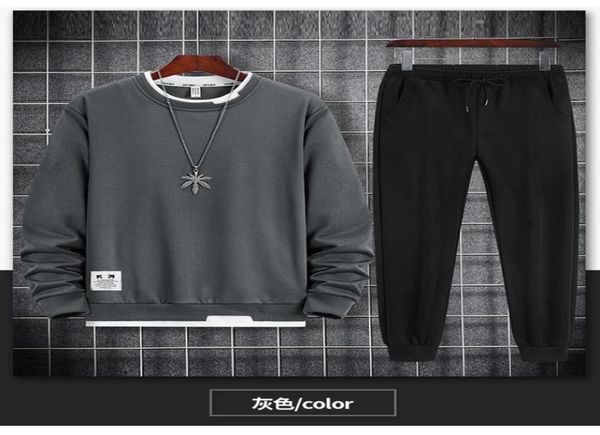 

men tracksuits spring casual outwear sweatshirts sweartpants two piece set male breathable sweat suits5947677, Gray