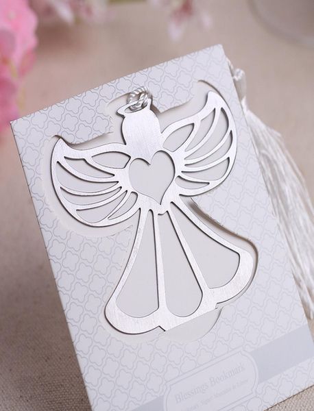 

10pcs angel blessings bookmarker with white tassels bookmark student gift wedding favors bookmarks party christmas new3756609