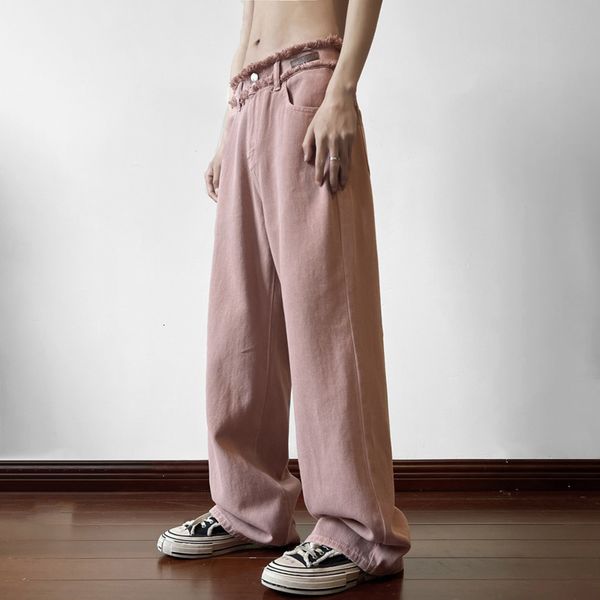 

mens pants spring pink casual men fashion oversized wide leg streetwear hiphop loose straight trousers m2xl 230809, Black