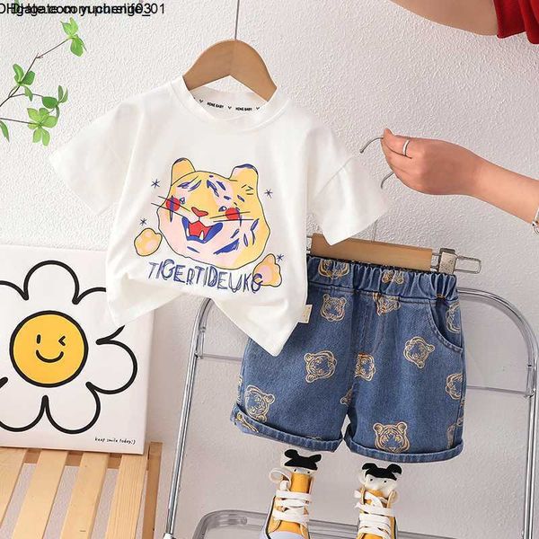 

summer baby clothes suit children boys cartoon bear shirt shorts 2pcs/sets toddler casual clothing infant kids tracksuits suit sets, White