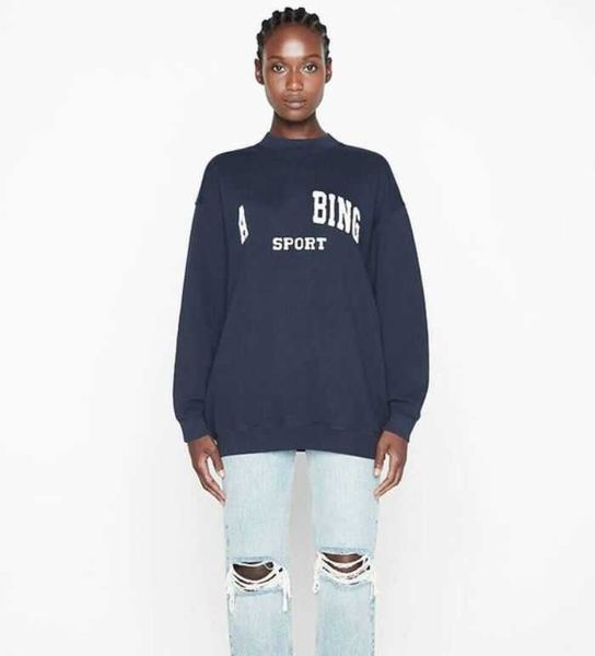 

city women's hoodies sweatshirts anine bings women pullover sweatshirt new embroidery letter burst fleece sweater printed wash neck fem, Black