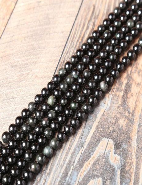 

2017 new natural obsidian beads loose stone beads jewelry accessories round bead for diy bracelet necklace making 4803011, Black