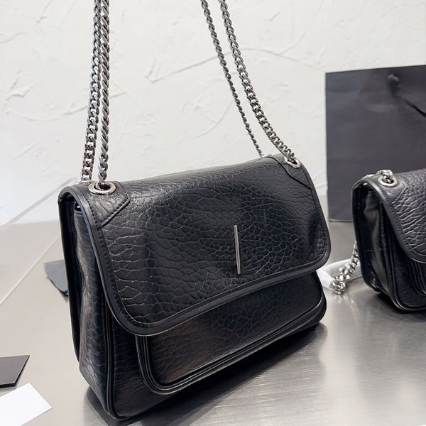 

cowhide flap cross body bag women shoulder bags large capacity handbags silver hardware chain crossbody purse fashion clutch wallets cell ph