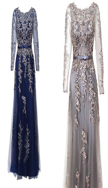 

stunning beaded sequins applique evening dresses long tulle lace prom gowns with illusion long sleeves scoop arabic formal party d7065713, Black;red