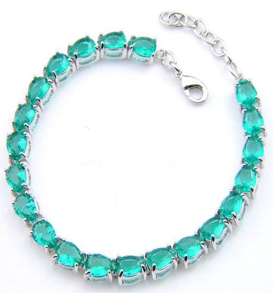 

6pcslot luckyshine trendy water drop green quartz gemstone chain bracelet holiday gift jewerly 925 sterling silver plated for wom7856661, Golden;silver