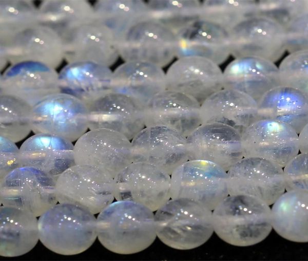 

natural genuine flash blue light moonstone round loose stone beads 318mm fit jewelry diy necklaces or bracelets 16q6242243, Black