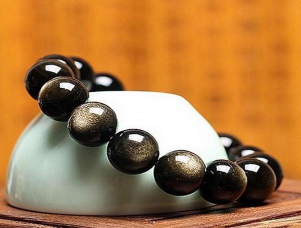 

natural jade obsidian bead bracelet genuine crystal gold meteorite men and women evil spirits safe jade bracelet6333094, Black