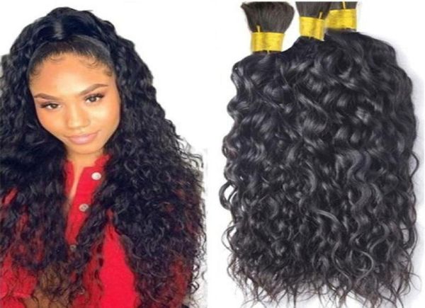 

natural wave hair bulk 9a water bulk for braiding no attachment wet and wavy style36636845062119, Black